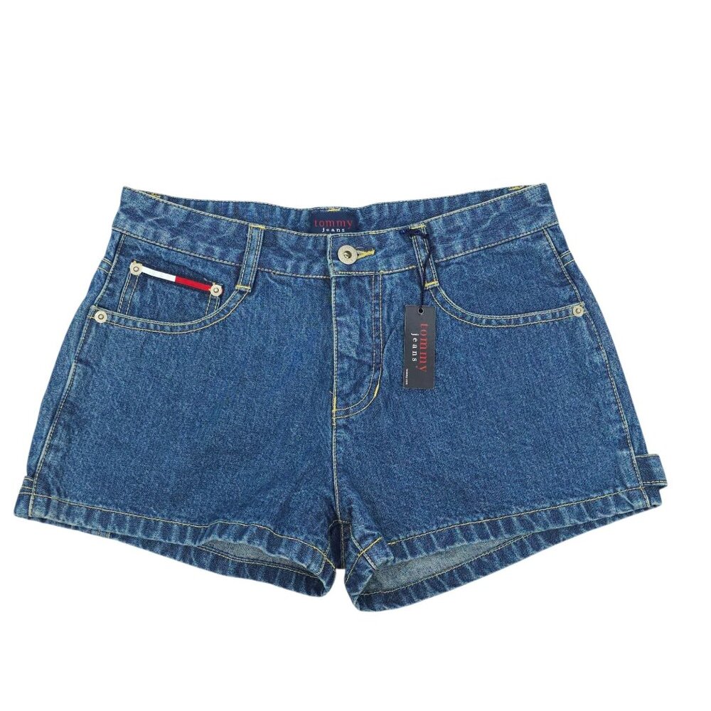 Tommy Jeans Denim Shorts Women Size 5 Mid Rise 2.25" Inseam NWT Dark Wash Cotton